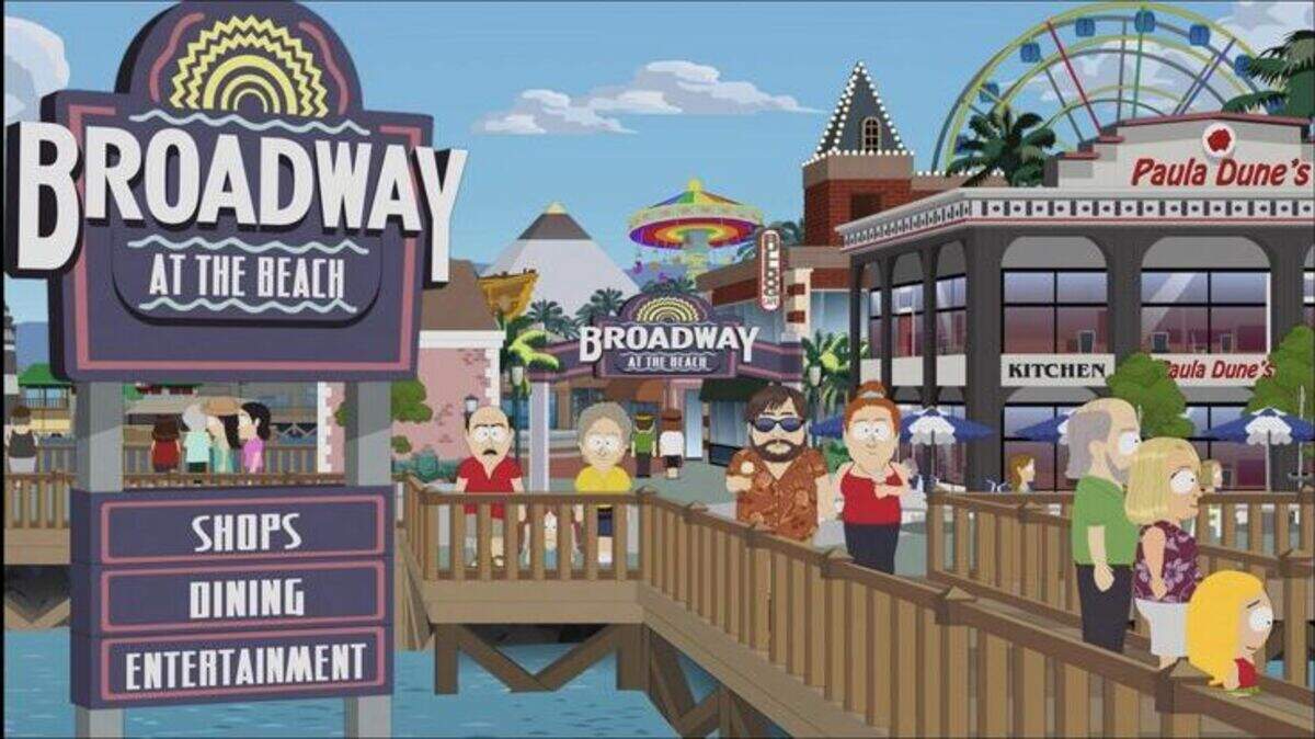 South Park’s rendering of Broadway at the Beach was included in a March 29, 2023 episode titled “Spring Break” that was set in Myrtle Beach.