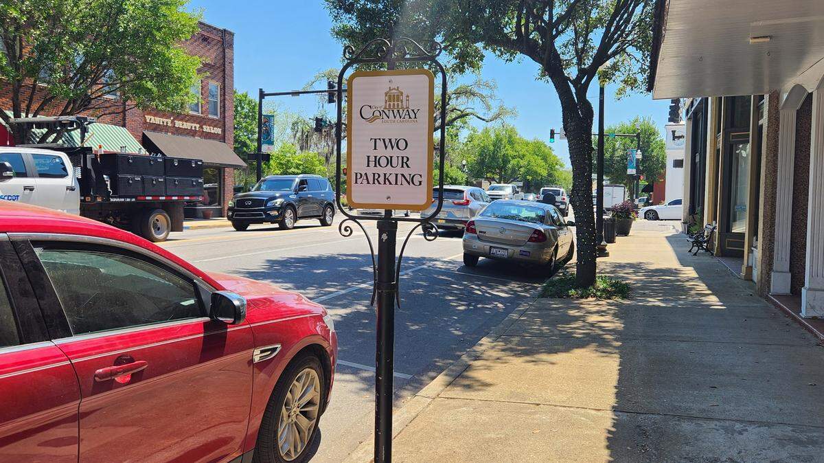 Vehicles parked along the street in Conway’s downtown district are currently limited to two hours, but officials say the policy is unenforceable. Hourly meters are expected to replace them over the next several months.