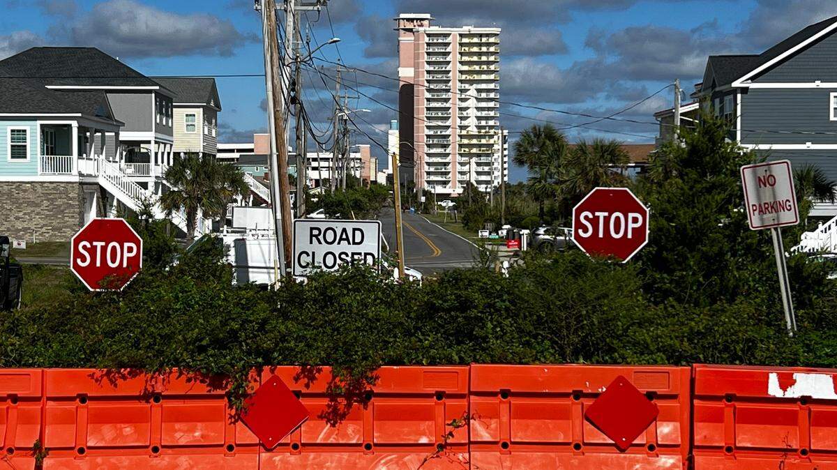 A barrier at 33rd Avenue South and Ocean Boulevard blocks passage from North Myrtle Beach through Atlantic Beach. The historically Black community remains secluded as dead end roads block passage from north and south through the small town.