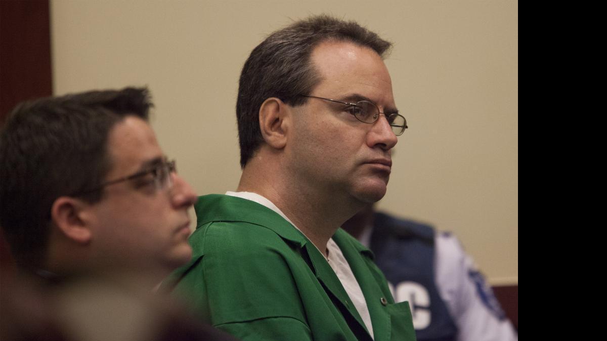 
Stephen Stanko (right) listens at the Georgetown Judicial Center in Georgetown, S.C. for a post-conviction relief hearing on Monday for the 2005 murder of Laura Ling. Stanko, who is currently on death row at Lieber Correctional Institution in Ridgeville, S.C., continues to support the defense that the 47-year-old suffers from brain damage that caused him to be insane during his 2005 double killing spree.

