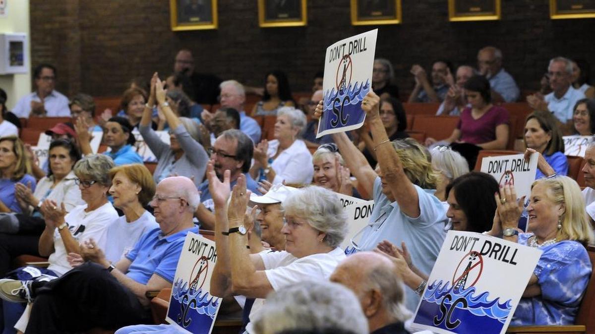 
People opposed to offshore drilling clap as Myrtle Beach City Council passed a resolution opposing offshore drilling Tuesday afternoon.
