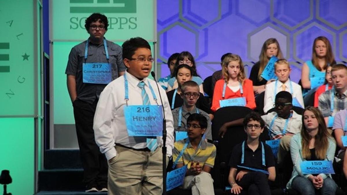 Henry Hein correctly spells “revenant” during the preliminary round of the Scripps National Spelling Bee on Wednesday.