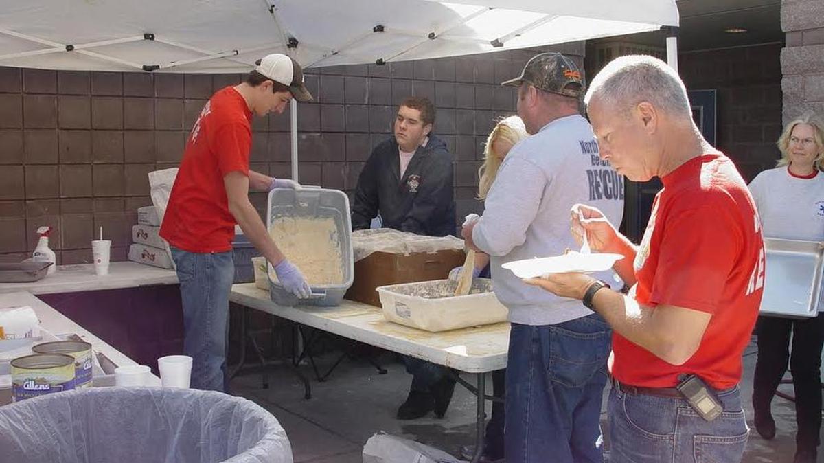 The North Myrtle Beach Rescue Squad’s 57th annual Fish Fry and Barbecue is 11 a.m.-6 p.m. Saturday at Ocean Drive Elementary School, 901 11th Ave. N., North Myrtle Beach, for $10 all you can eat, with takeout also available. Chief Christian Lara also helps, as seen at the 2014 event hand breading the fish, as the “quality control” team checks the latest round of fresh fish.