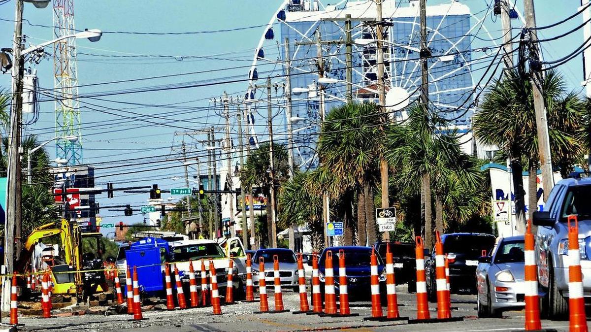 Construction on Ocean Boulevard will be discussed at the Myrtle Beach City Council’s annual retreat starting Wednesday. In this file photo, the city’s streetscape and underground utility project resumed last winter.