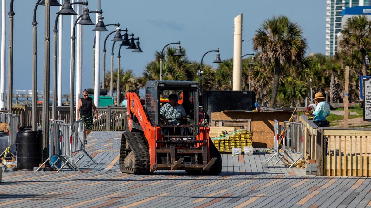 Crews are at work replacing the Myrtle Beach Boardwalk with new weather resistant composite materials. July 19, 2022.