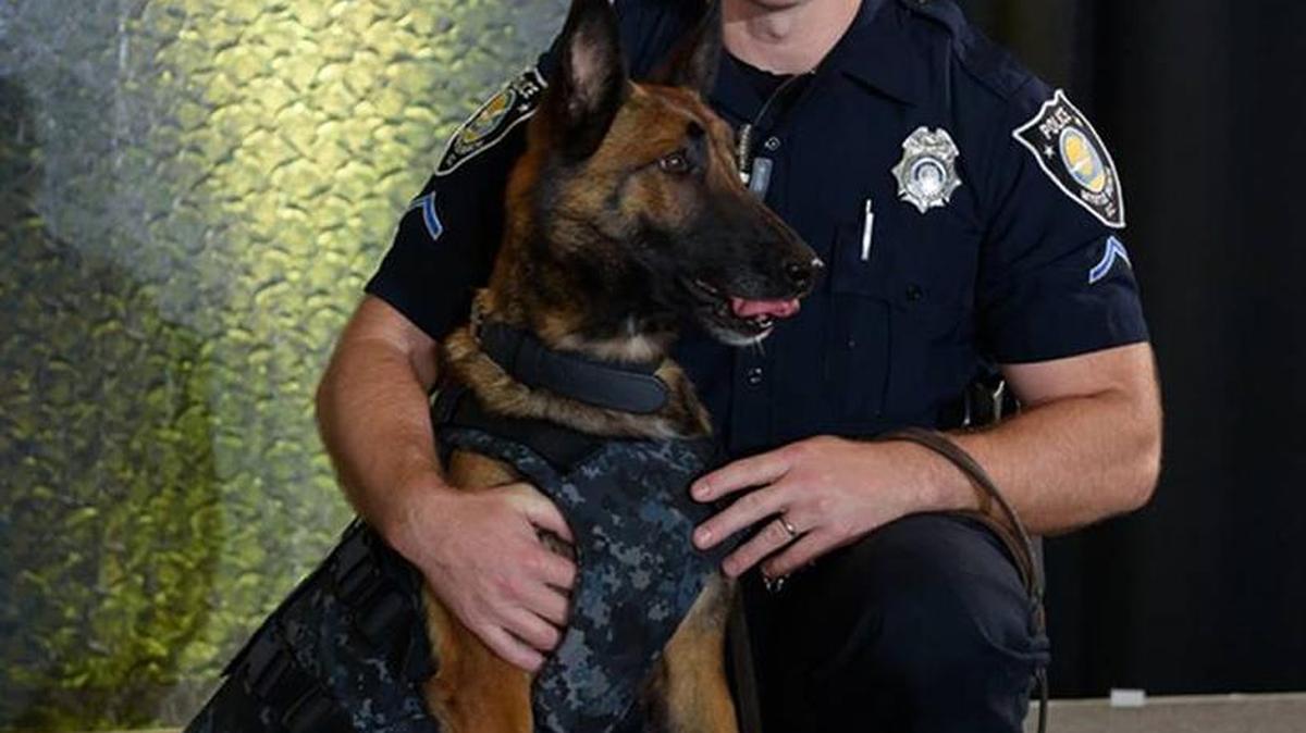Myrtle Beach Police K9 Daisy with her handler.