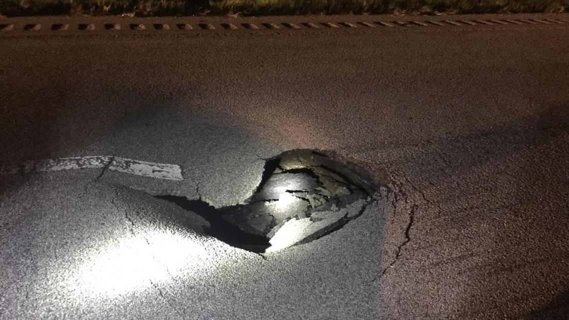 The sinkhole on the southbound lane of S.C. 31 near S.C. 22.