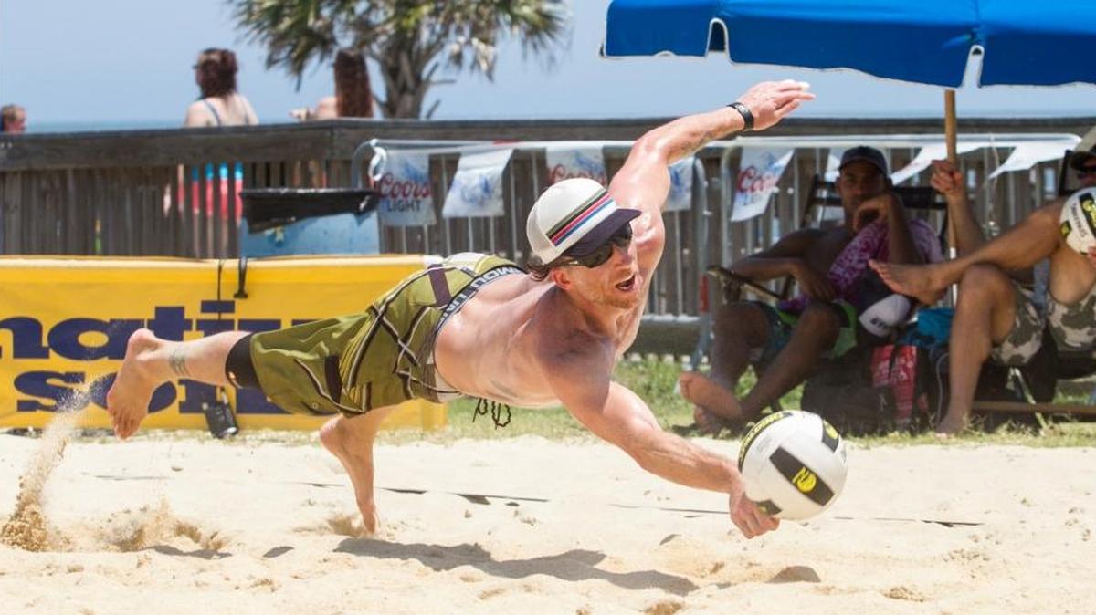 Players used volleyball courts between Eighth and Ninth avenues North in Myrtle Beach during Salt Games this summer. The junior tournament in September will have organizers set up and take down temporary nets around Pier 14.