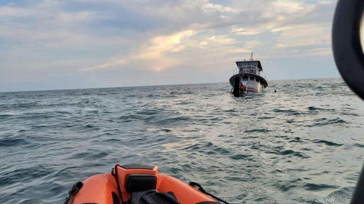 The North Myrtle Beach Rescue Squad assisted agencies in rescuing crew members off a sinking boat in North Myrtle Beach. August 8, 2023.