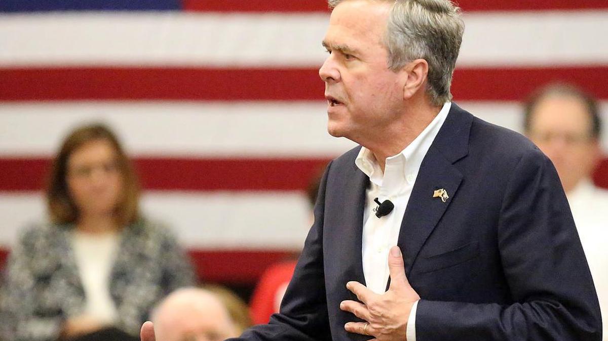 Republican presidential candidate Jeb Bush holds a town hall meeting at Springmaid Beach Resort in Myrtle Bech on Wednesday, Feb. 17, 2016. More than 250 people attended including U.S. Sen. Lindsey Graham.