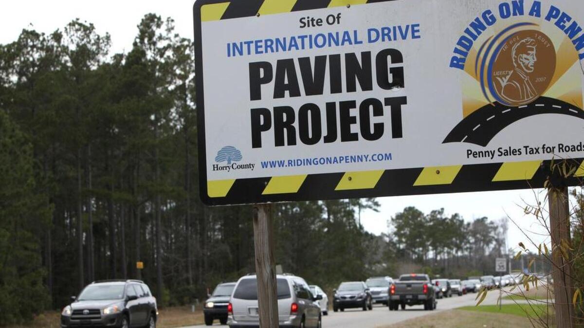 
Signage marks the eastern end of future International Drive Road construction.
