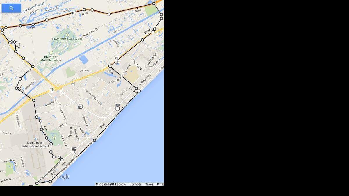 
A 23-mile traffic loop will be in effect from 10 p.m. to 2 a.m. May 22 to 24 aiming to ease traffic on Ocean Boulevard in Myrtle Beach.
