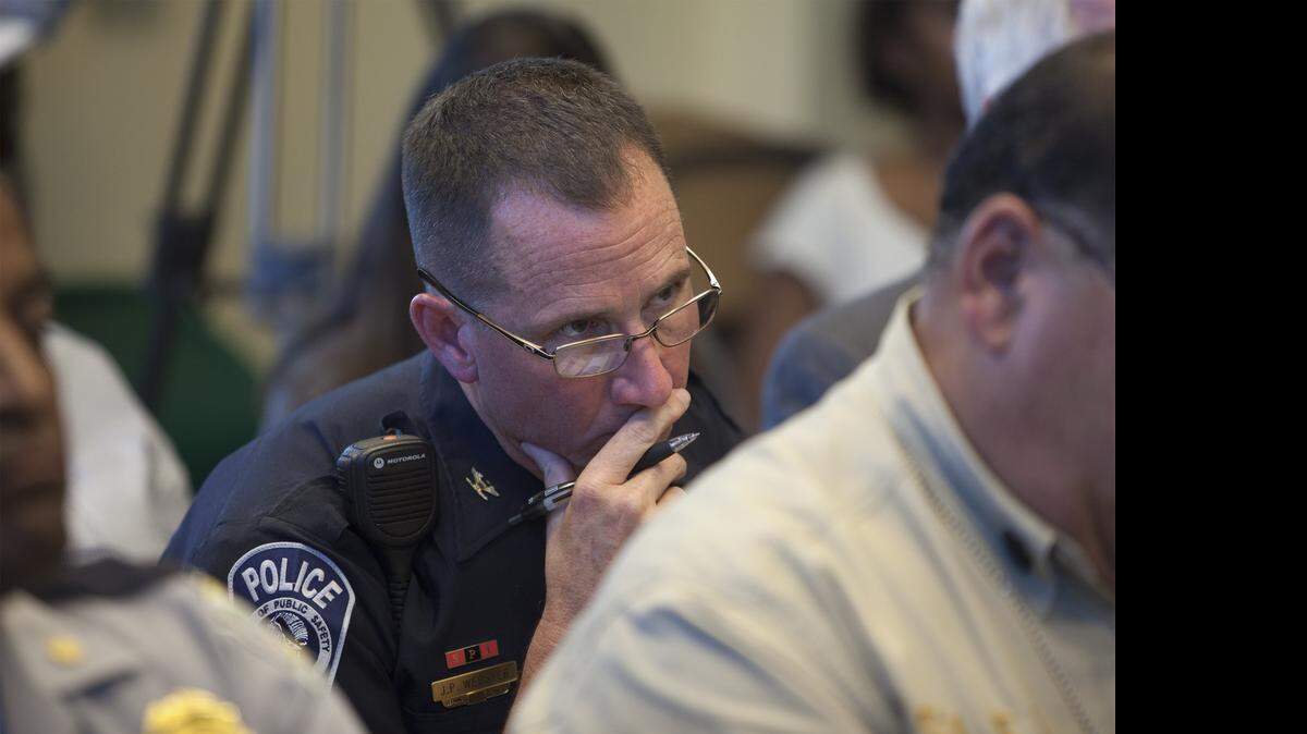 
North Myrtle Beach police chief J. Phillip Webster looks on during a Bikefest Task Force workshop in October at the Myrtle Beach General Aviation Terminal for the first coordinated task force meeting to discuss plans for next Memorial Day.
