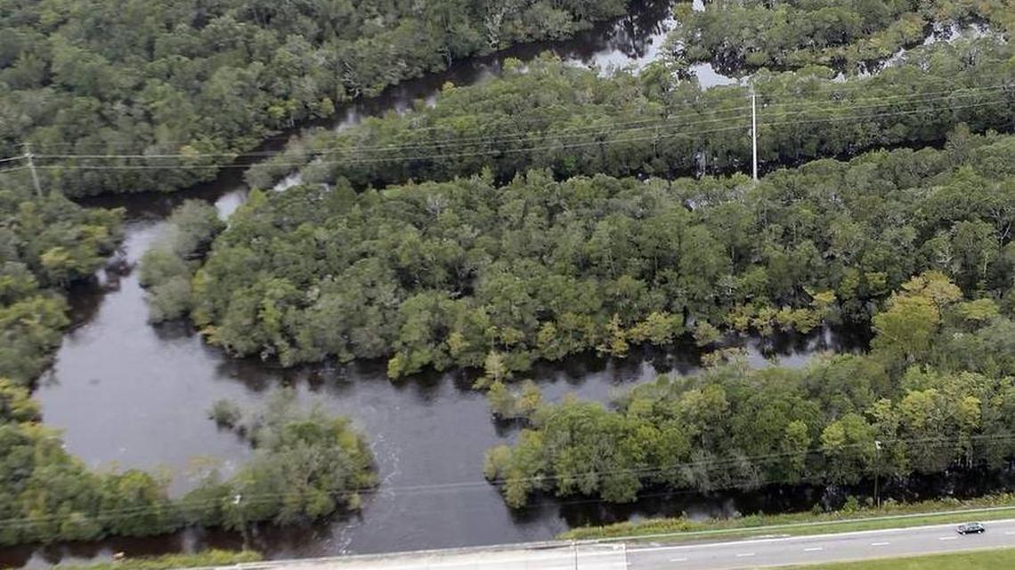 
The Waccamaw River swells beneath bridges on S.C. 9 in northern Horry County on Tuesday, Oct. 6, 2015.
