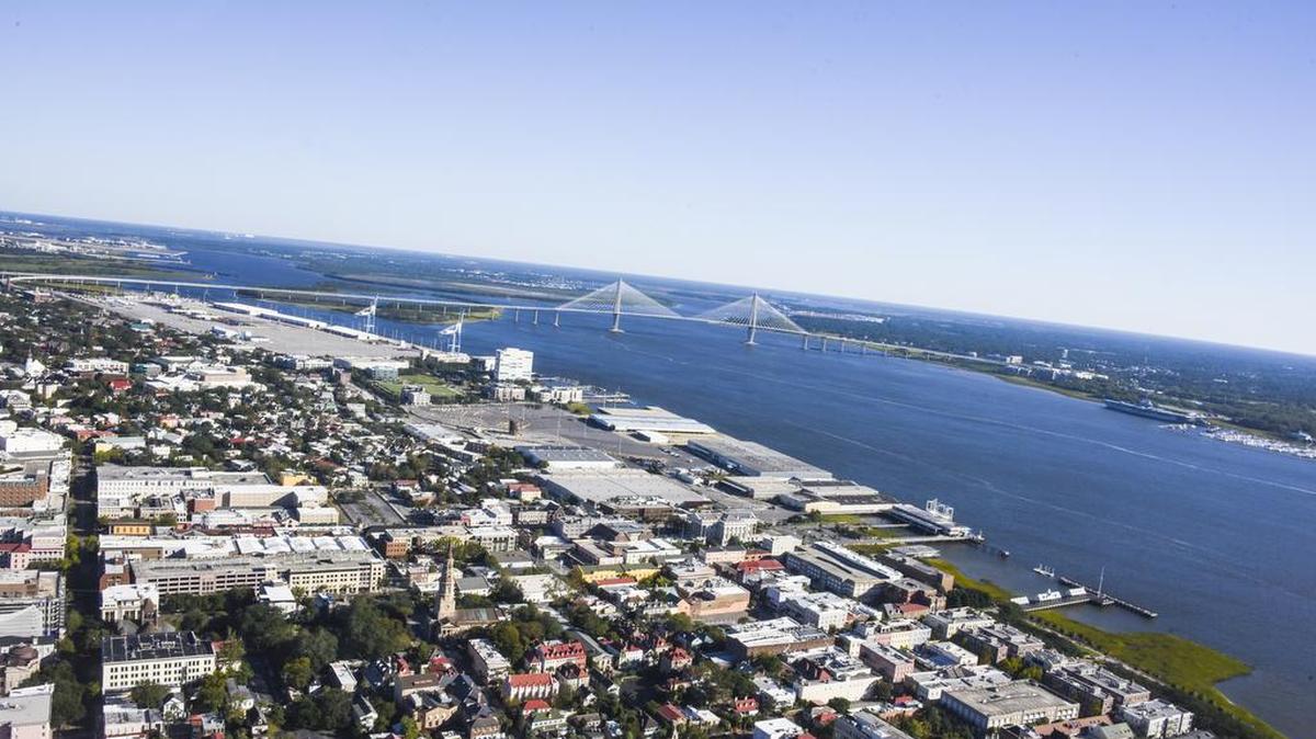 An aerial view of Charleston.