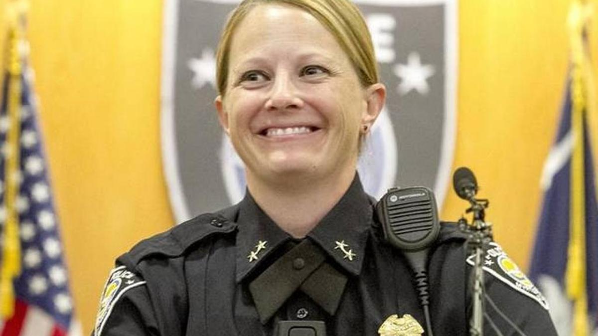 Chief Amy Prock speaks to Myrtle Beach city leaders and members of the public following her swearing in ceremony as Chief of Police at the Ted C. Collins Law Enforcement Center. July 3, 2017.