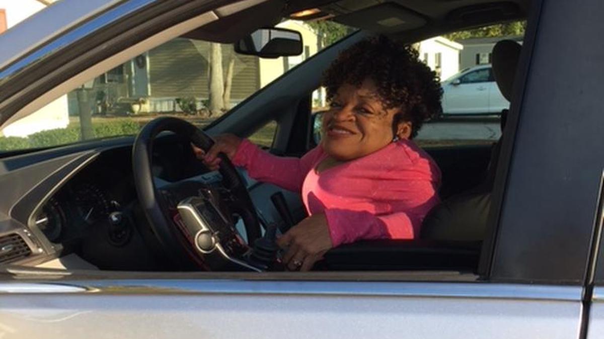 Sharon Black driving her new van.
