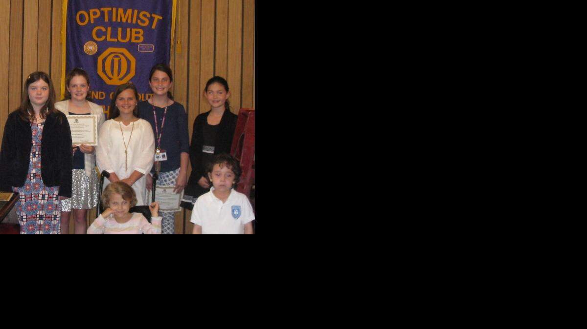 
Students honored at the South Strand Optimist Club’s “Recognition of Elementary Youth Program” are Reagan Greene (front, from left), Davi Terra Millenar; Rachel Dozier (back row, from left), Adrian Anderson, Catherine Wall, Anna Margaret Loftus and Madison Gallina.
