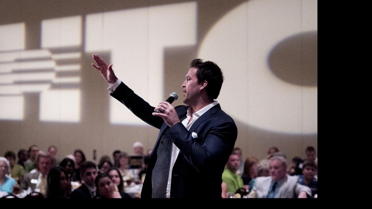 
Ben Utecht, Super Bowl XLI champion with the Indianapolis Colts, gives a motivational speech at the 15th annual HTC REEL Kids Awards. HTC honors 51 students from area schools who have overcome diversity to reach high levels of achievement.
