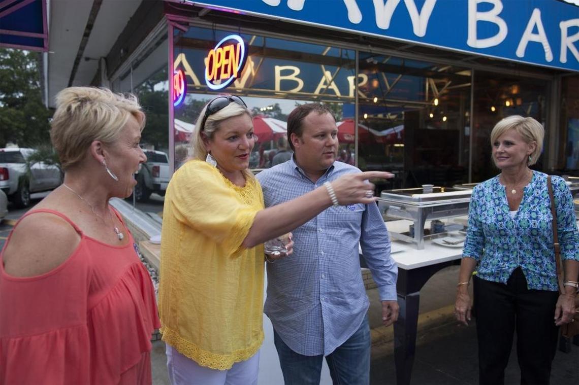 Horry County treasurer Angie Jones (center, left) greets supporters while on the campaign trail last year.