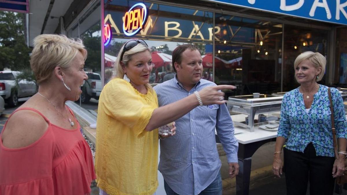 Horry County treasurer Angie Jones (center, left) greets supporters while on the campaign trail last year.