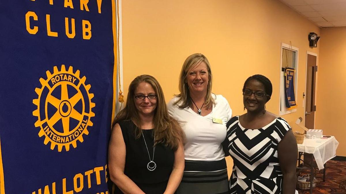 Pictured (L to R): Arianne Welker, Cynthia Walsh, Brenda Thompson at Shallotte Rotary Club.