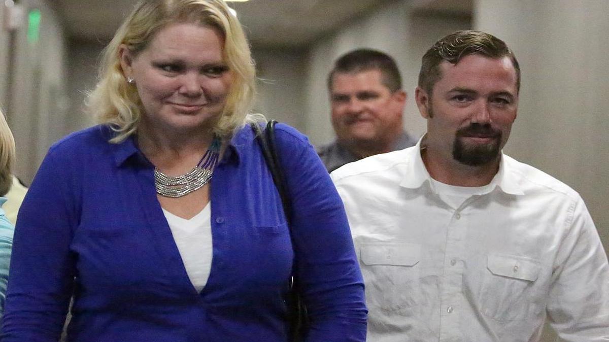 Sidney Moorer and his wife Tammy Moorer leave the courthouse on Thursday, June 23, 2016. The Moorers are charged with kidnapping Heather Elvis. No date has been set for Tammy Moorer's trial.