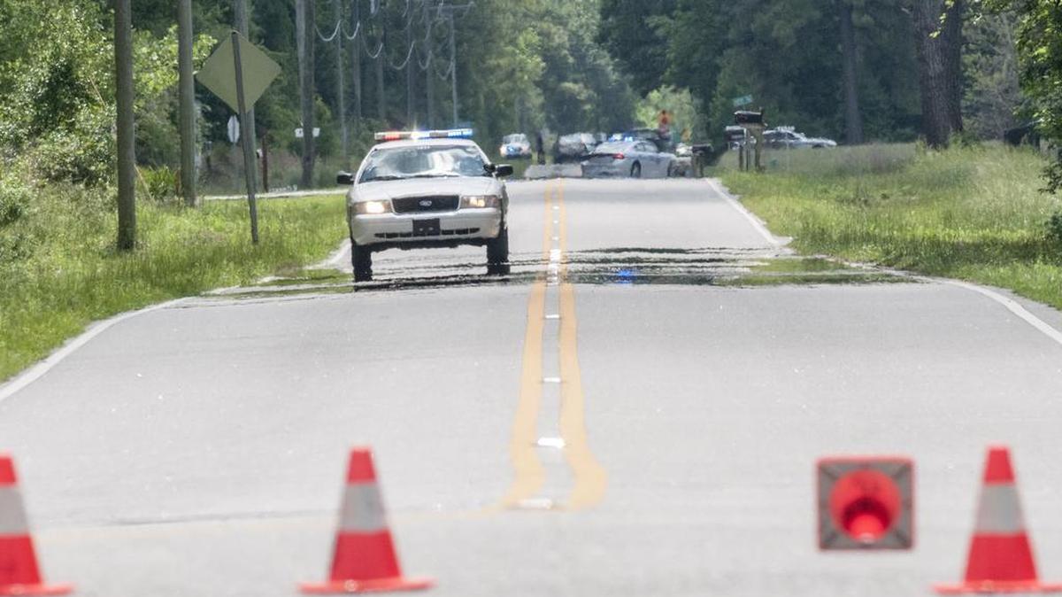Police from multiple agencies are blocking off roads South and East of Hwy. 90 in an effort to capture the suspect in the robbery of the South State Bank on Main Street in North Myrtle Beach. Wednesday, May 4, 2016.