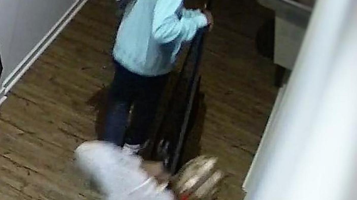 Police are searching for two suspects who stole a television from Coastal Club Apartments last week.