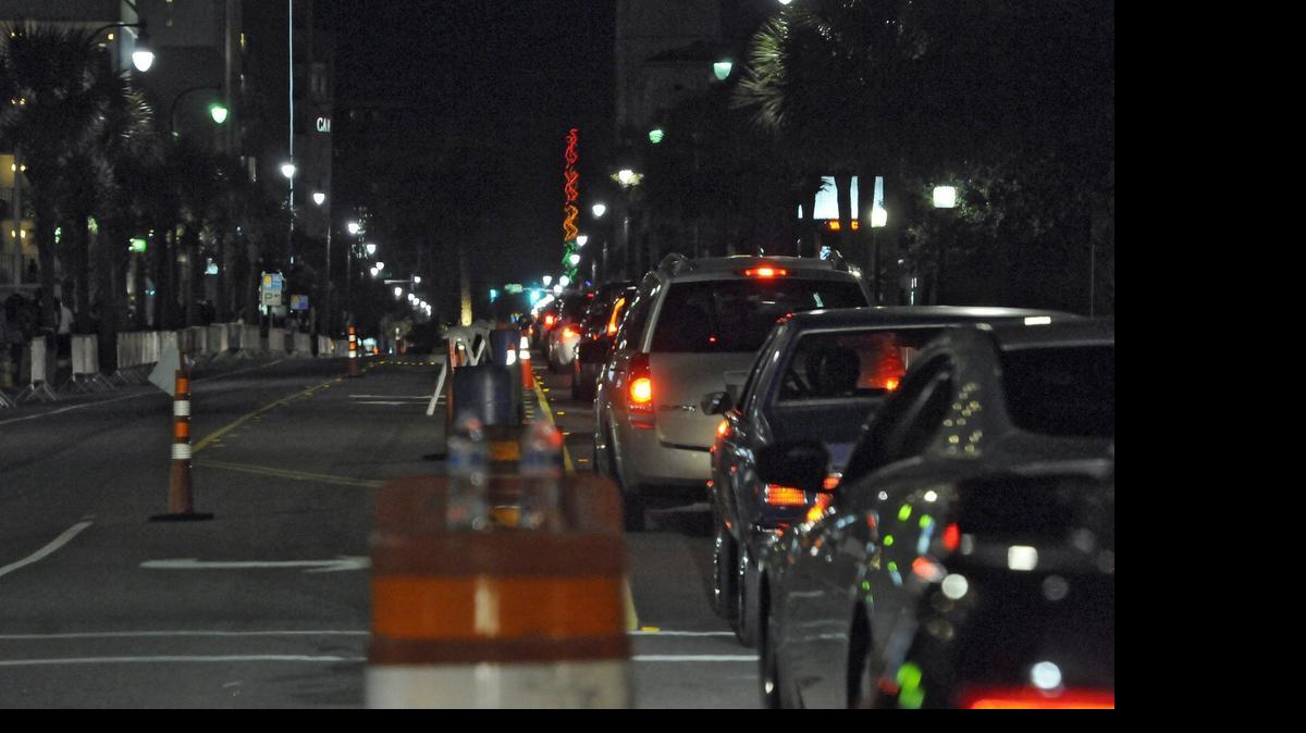 
The 23-mile Memorial Day weekend traffic loop moves a a crawl along Ocean Boulevard in Myrtle Beach Friday evening.
