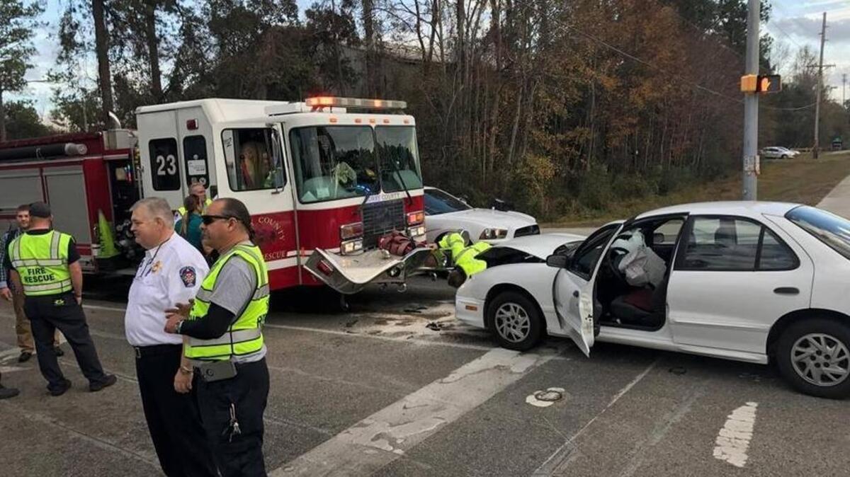 A fire truck was hit by a car in December.