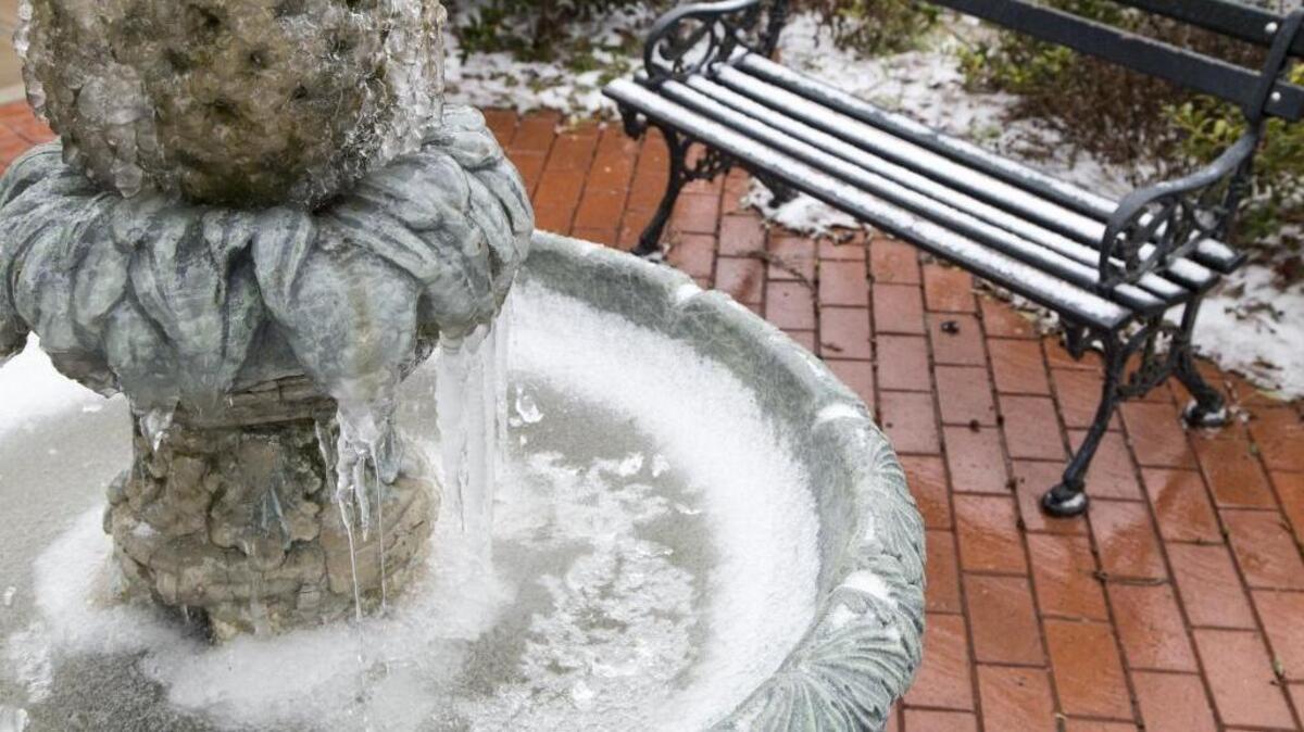 Sightings of winter weather such as this in front of Loris City Hall a few years ago could be few and far between if La Niña has her way.