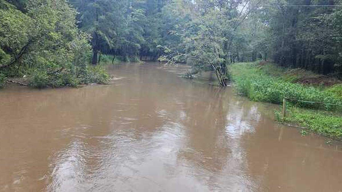 A swollen section of the Waccamaw River over Long Avenue in Conway on Aug. 31, 2023 following Tropical Storm Idalia.