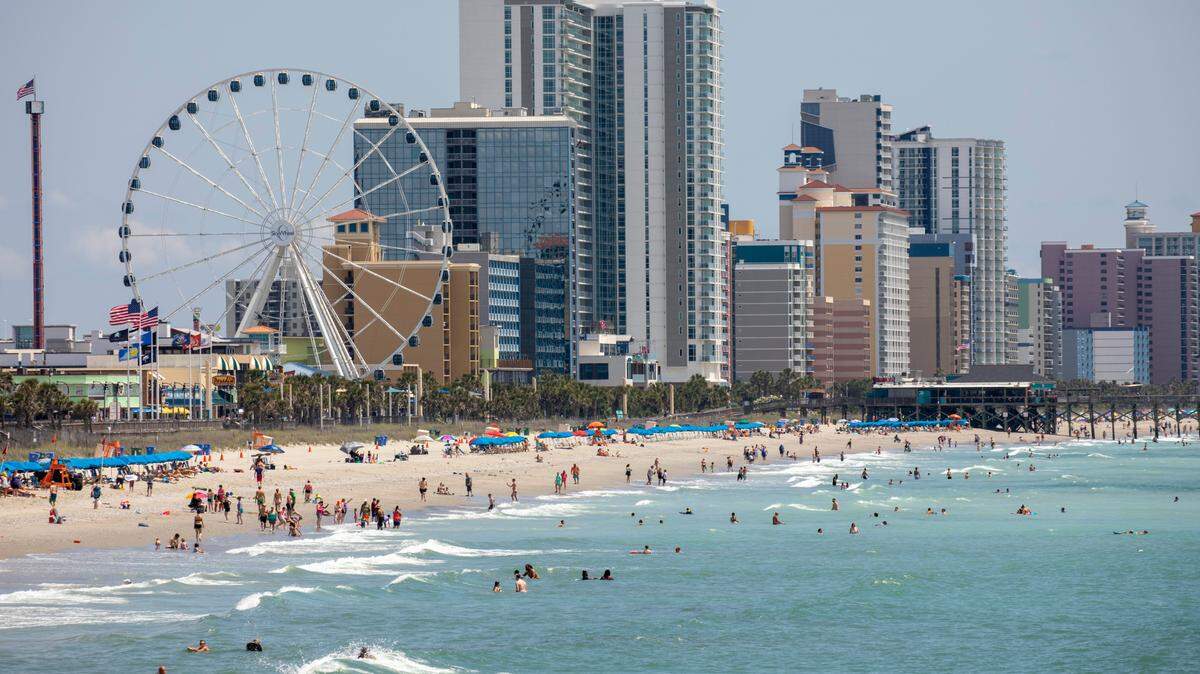 The Myrtle Beach skyline as seen from the 2nd Avenue Pier. The week of Memorial Day marks the unofficial beginning of the tourist season along Grand Strand Beaches. May 31, 2022.
