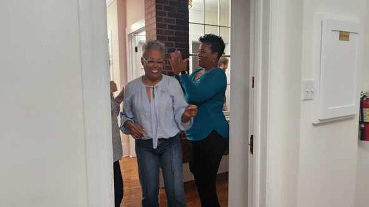Barbara Blain-Bellamy celebrates her re-election as Conway’s mayor on Tuesday, Nov. 7, 2023 at City Hall.
