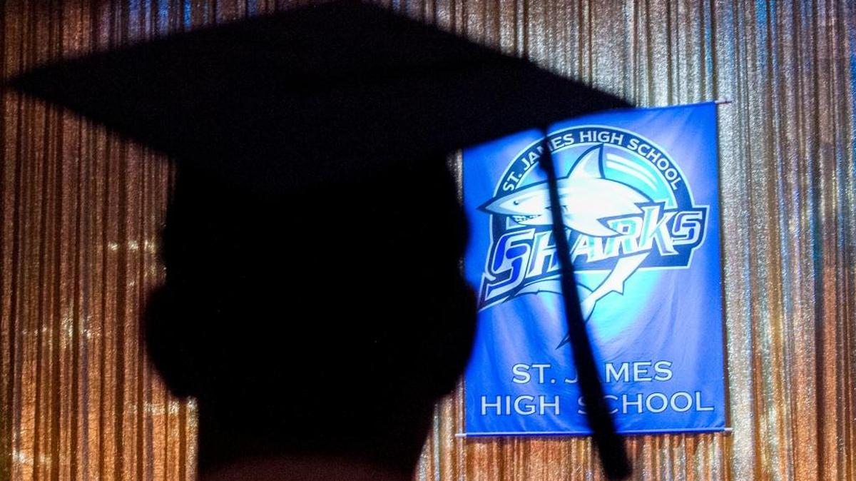 A graduation ceremony at St. James High School.