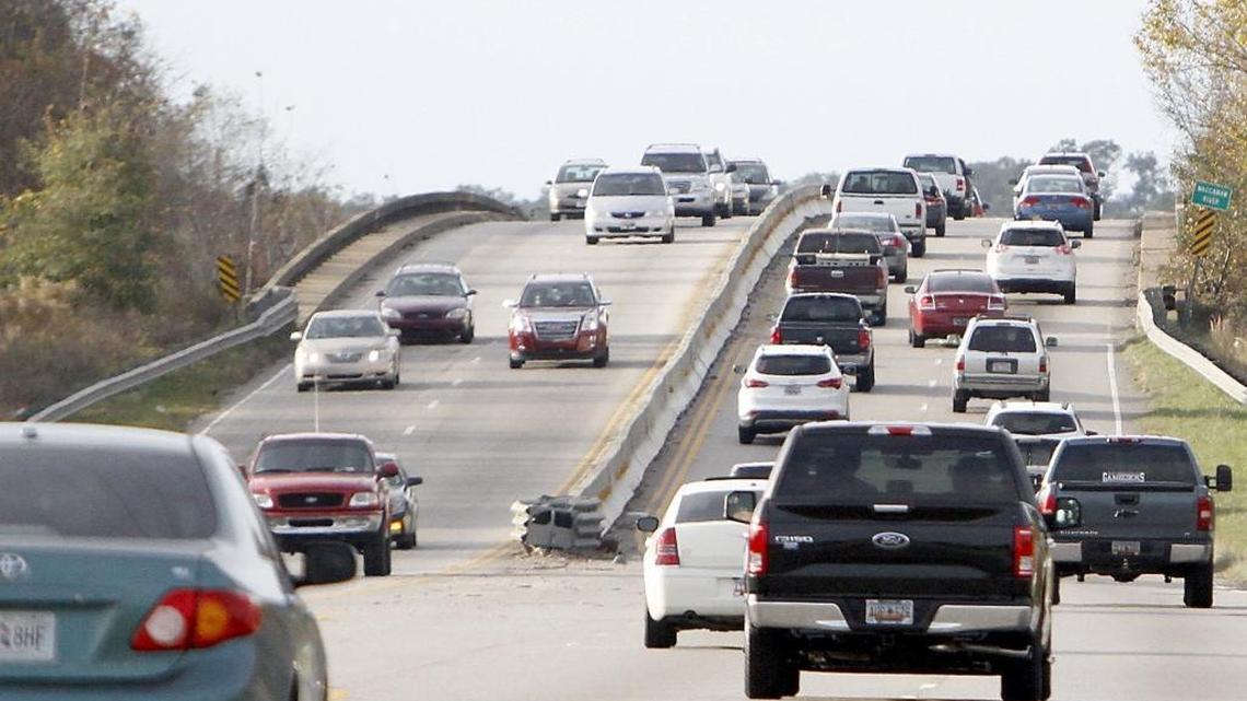 Traffic jams the U.S. 501 bridge over the Waccamaw River in Conway.