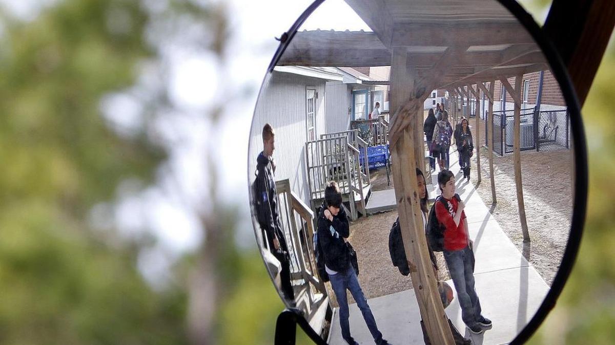 
Ocean Bay Middle School, like many in Horry County, faces overcrowding and has eased some of the issues with portable class rooms tucked behind the school. 
