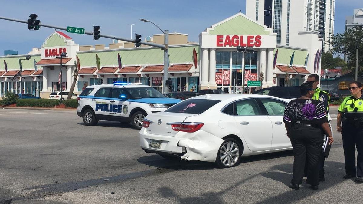 Police are investigating a three-car collision at 21st Avenue North and Kings Highway, involving a man who reportedly suffered a gunshot wound to the chest.