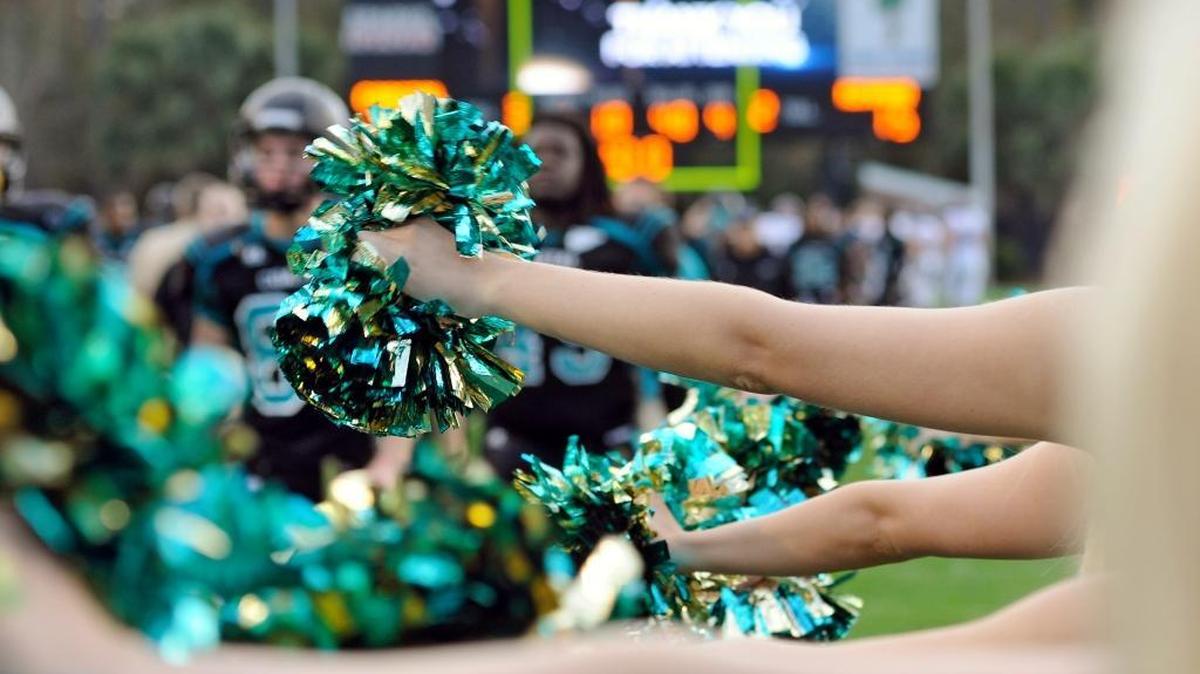 CCU cheerleader pom poms.