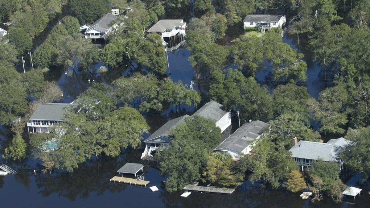 The Waccamaw River flooded Lees Landing after Hurricane Matthew in October 2016.