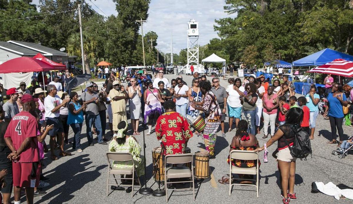 West African Drummers put on a street show at the Myrtle Beach Jazz Festival. The music history of the Booker T. Washington community was revived on Saturday with the first Myrtle Beach Jazz Festival on Carver St. The event featured food, live music, local artist, and street dancing. Oct. 1, 2016.
