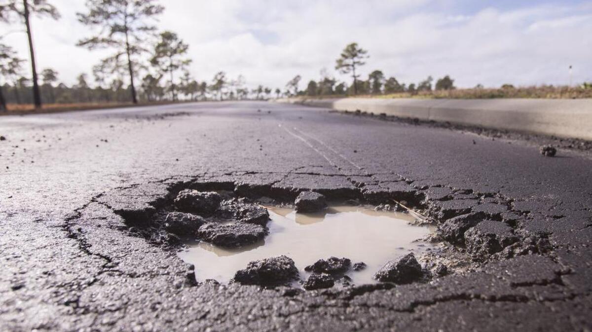 Pot holes created by winter storm