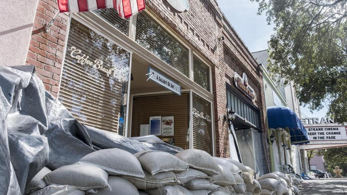 Shops are sandbagged in Georgetown in anticipation of flooding that has yet to arrive. Georgetown officials have reduced estimates for the severity flooding from the waters that has ravaged areas of Horry County. Friday, Sept. 28, 2018.