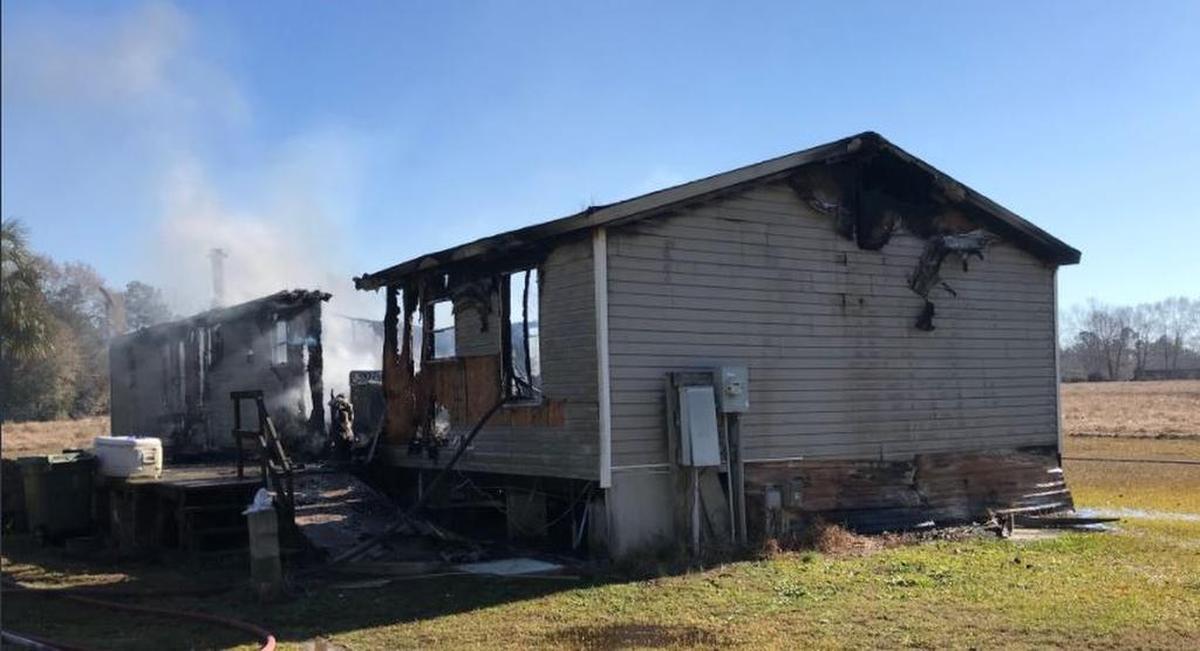 Horry County Fire Rescue firefighters battled a blaze Monday morning on the 3800 block of Green Sea Road. One man was taken to the hospital after suffering burn injuries.