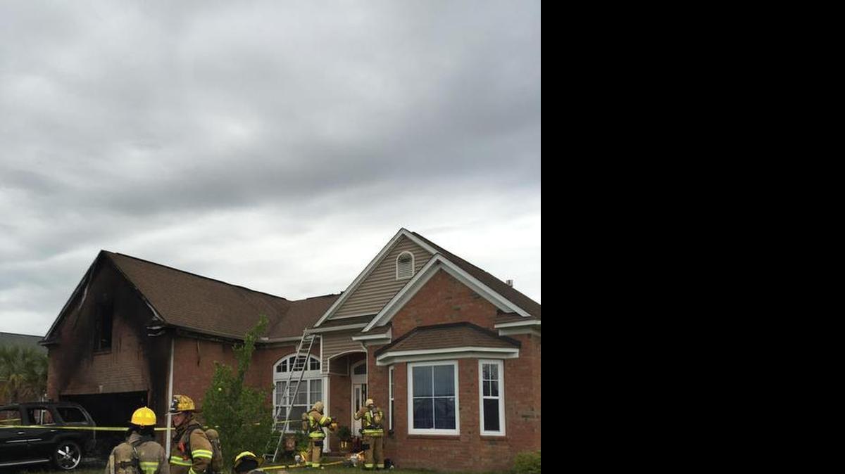 
HCFR firefighters battle blaze at Carolina Forest-area home. 
