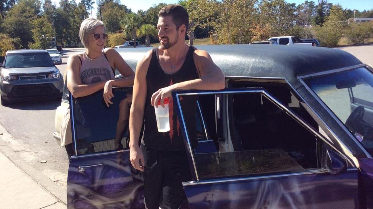 David Brawner and his girlfriend Amanda Meier enjoy riding in Brawner’s tricked out 1986 hearse.