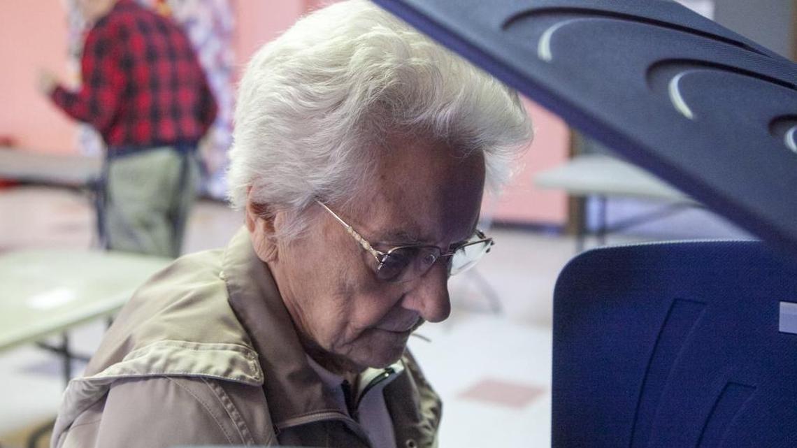 Edna Harper, 92, votes at the Burgess #2 precinct during the S.C. presidential primary.
