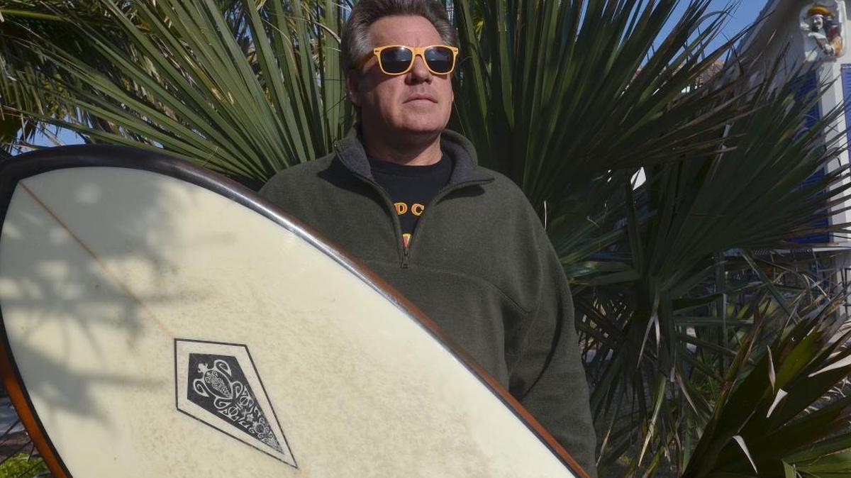 Paul Lopes, a long-time surfer and Civil War re-enactor, at Bandidos in Myrtle Beach.