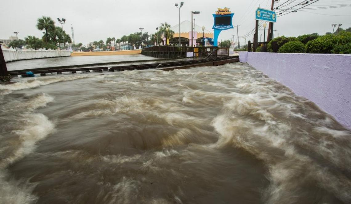 Waters flowed under the King's Hwy bridge near 3rd Ave South as Hurricane Matthew moved through the area.